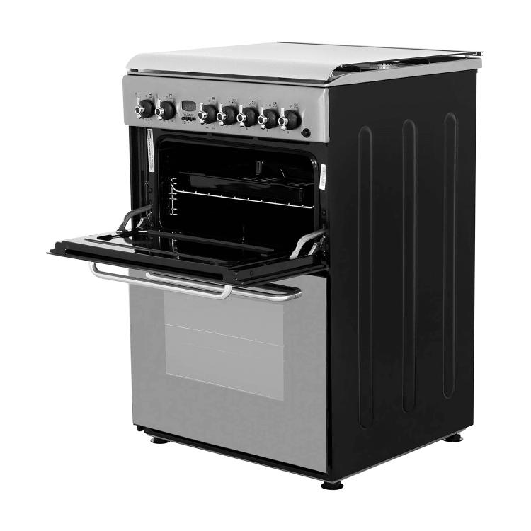 Refurbished Indesit KDP60SE 60cm Double Oven Dual Fuel Cooker Stainless Steel