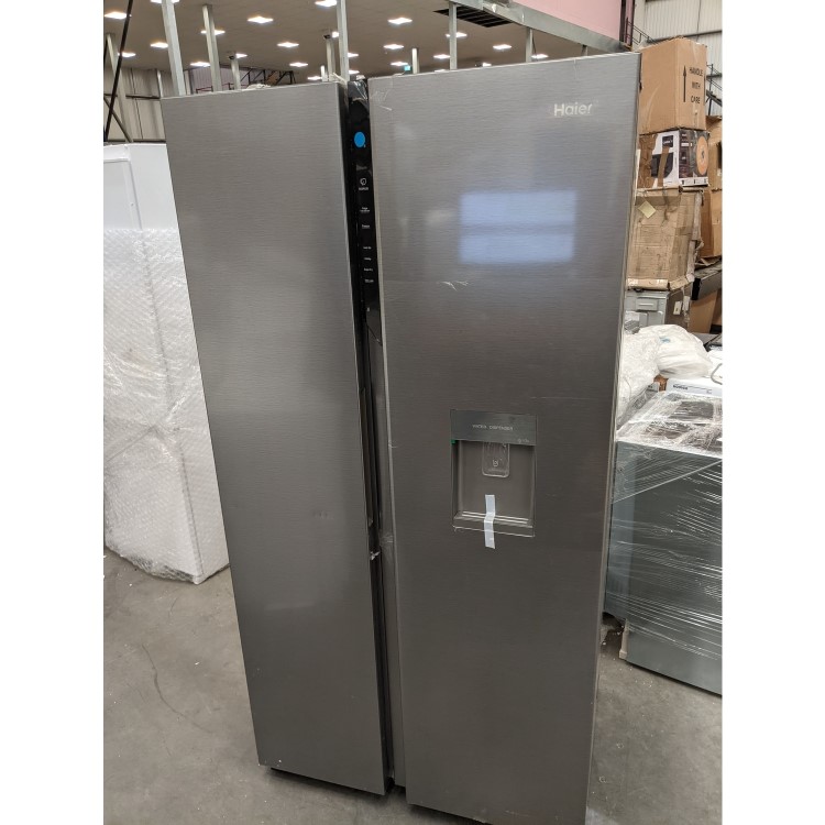 Refurbished Haier HSR3918EWPG Freestanding 521 Litre American Fridge Freezer Silver