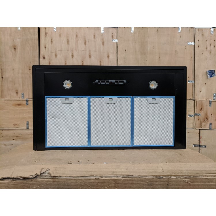 Refurbished Rangemaster LEIHDC90BB 90cm Chimney Cooker Hood Black with Brass Badge