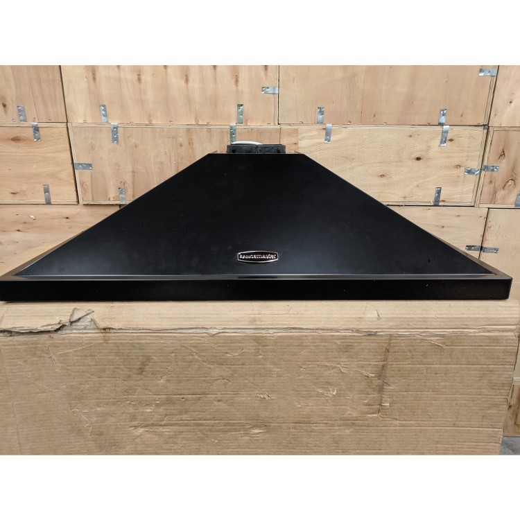 Refurbished Rangemaster LEIHDC90BB 90cm Chimney Cooker Hood Black with Brass Badge