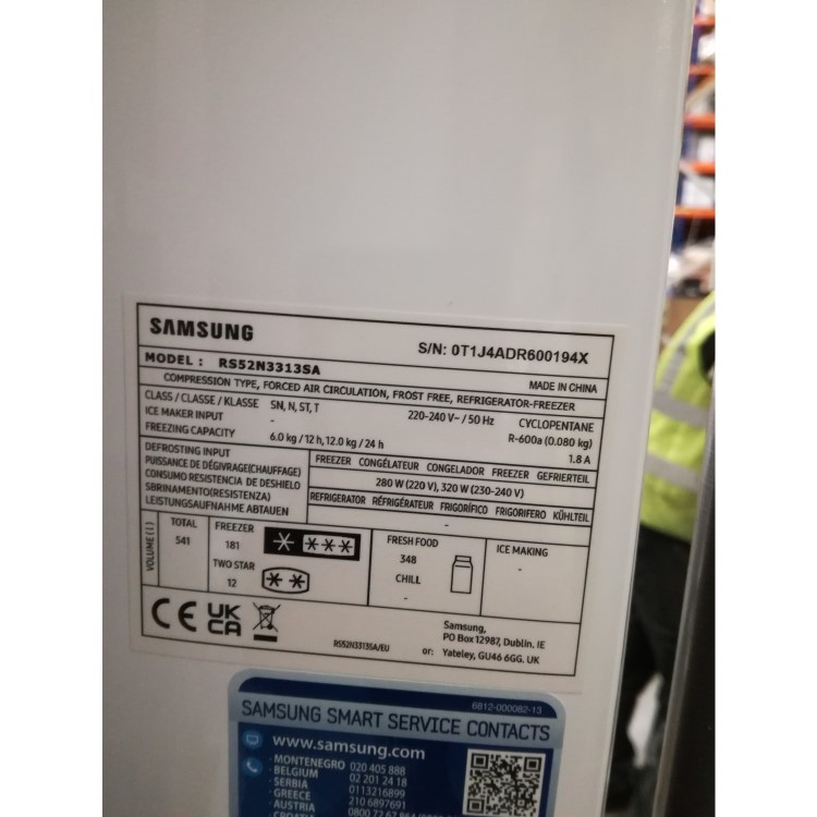 Refurbished Samsung RS52N3313SA Freestanding 510 Litre American Fridge Freezer Silver