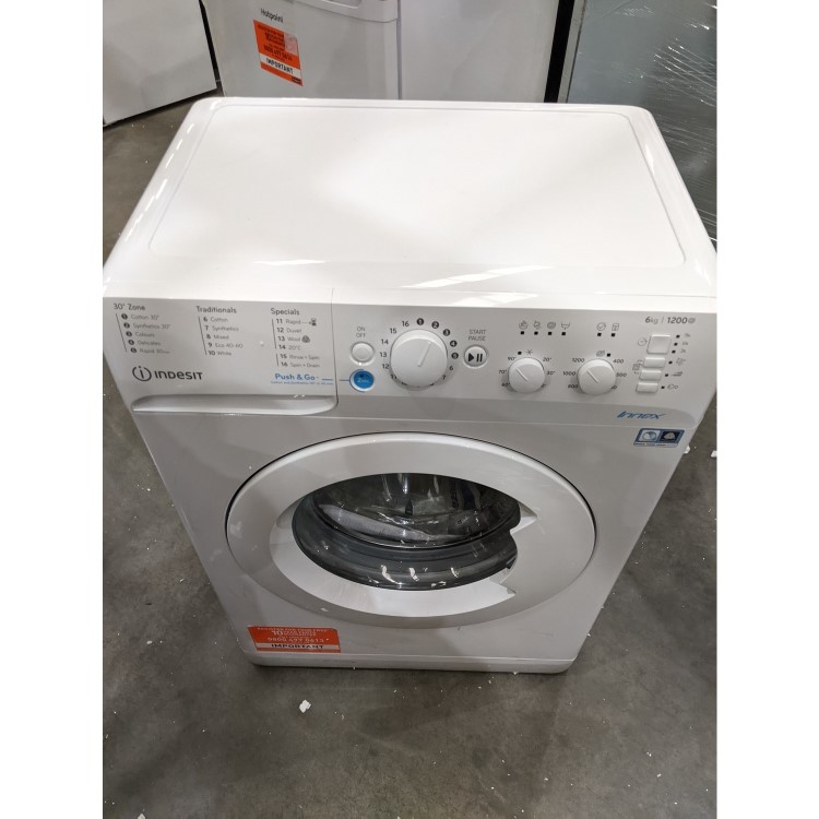 Refurbished Indesit BWSC61251XWUKN Freestanding 6KG 1200 Spin Washing Machine White