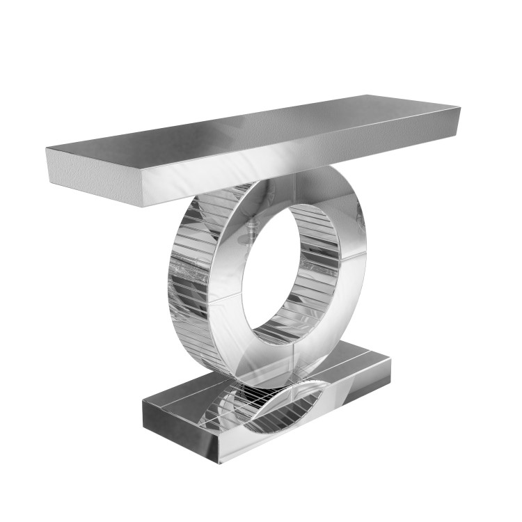 Narrow Mirrored Hall Console Table with Panelled Design - Jade Boutique