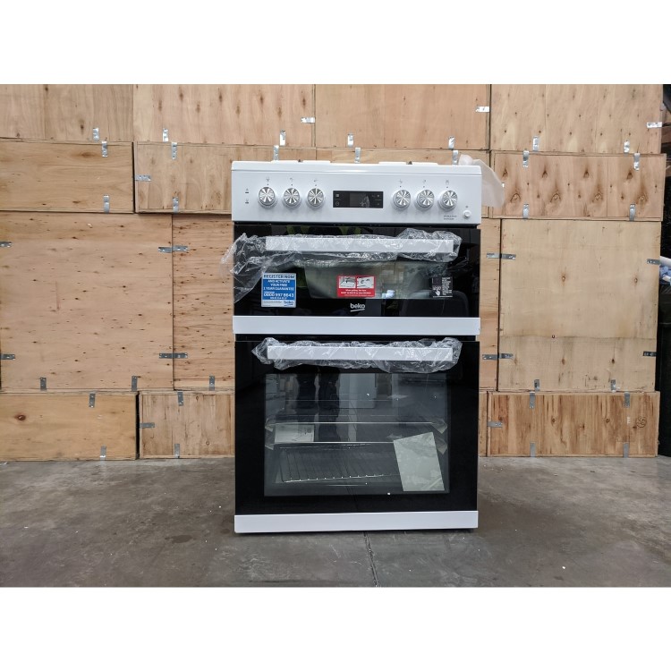 Refurbished Beko KDDF653W 60cm Double Oven Dual Fuel Cooker White