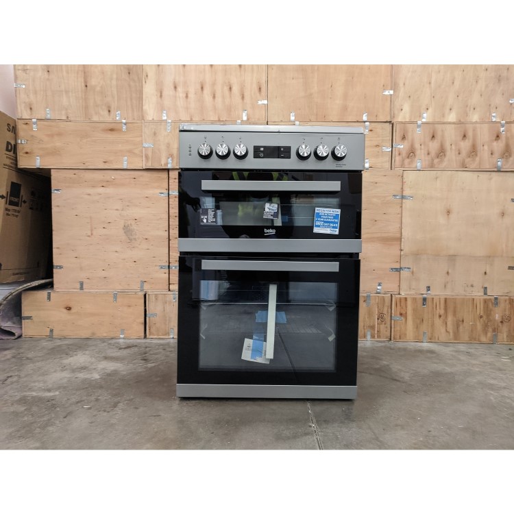 Refurbished Beko KDC653S 60cm Double Oven Electric Cooker Silver