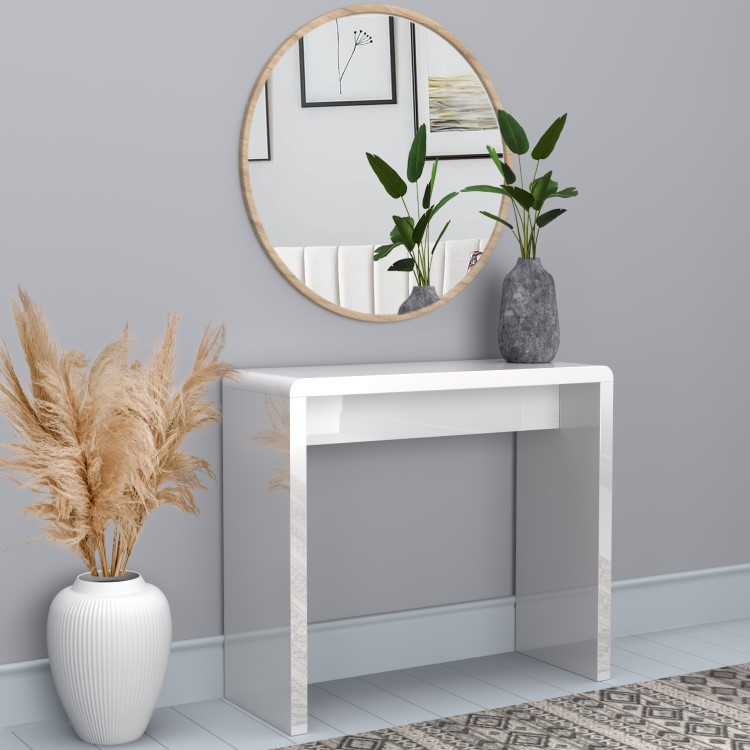 Narrow White High Gloss Console Table - Tiffany