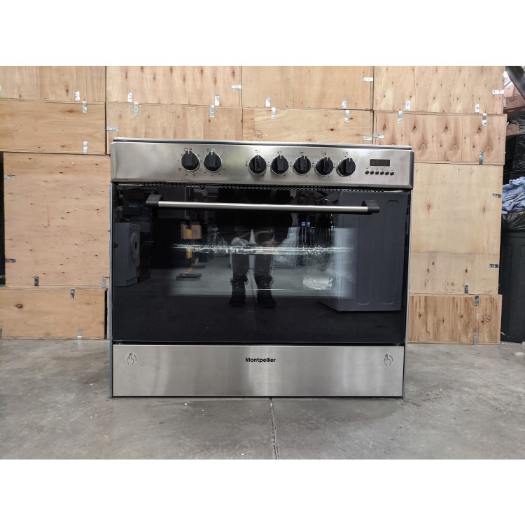 Refurbished Montpellier MR91DFMX 90cm Single Cavity Dual Fuel Range Cooker Stainless Steel