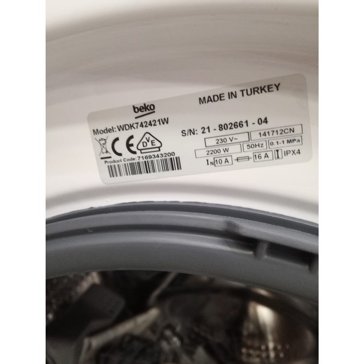 Refurbished Beko WDK742421W Freestanding 7/4KG 1200 Spin Washer Dryer White