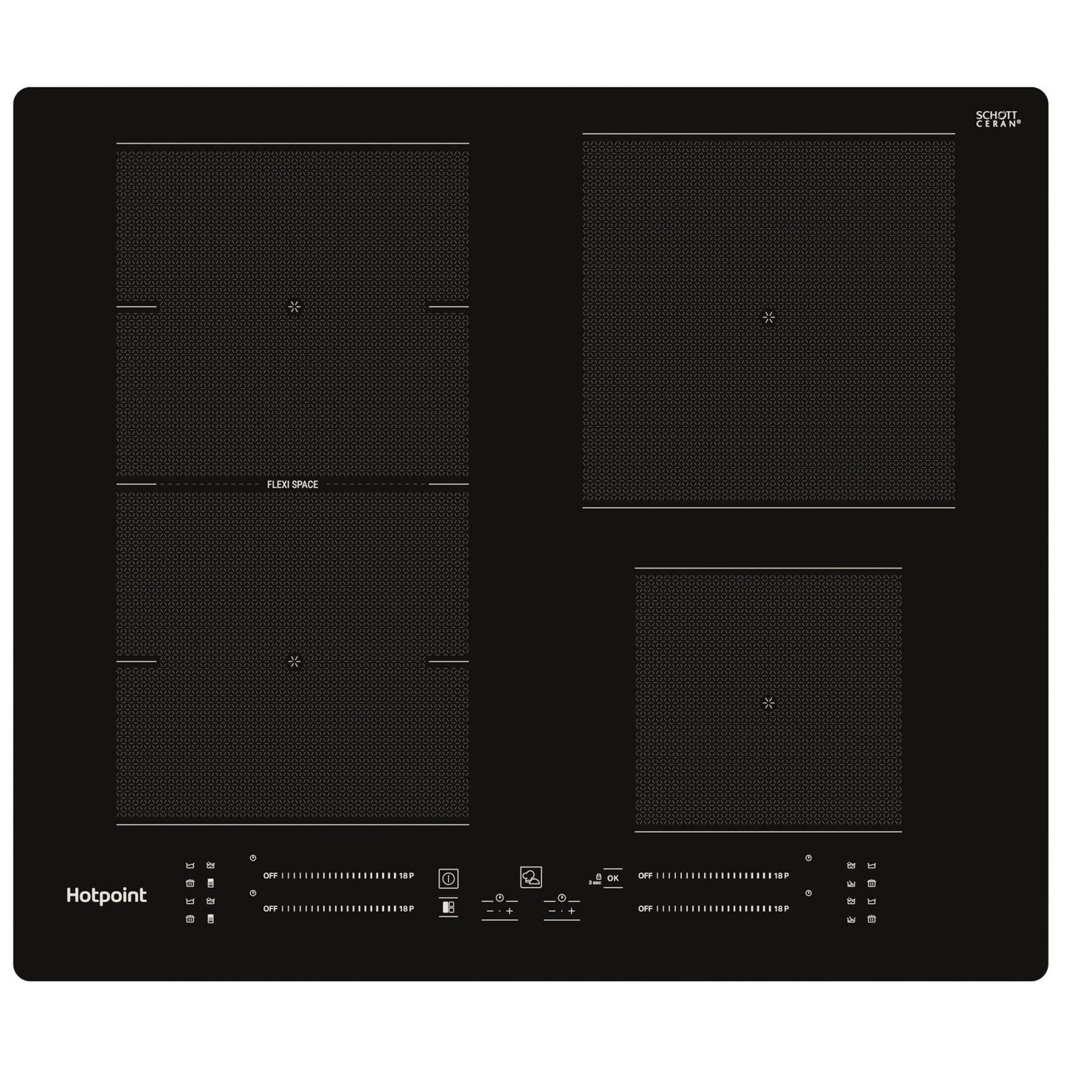 Hotpoint 59cm 4 Zone Induction Hob with Flexi Space