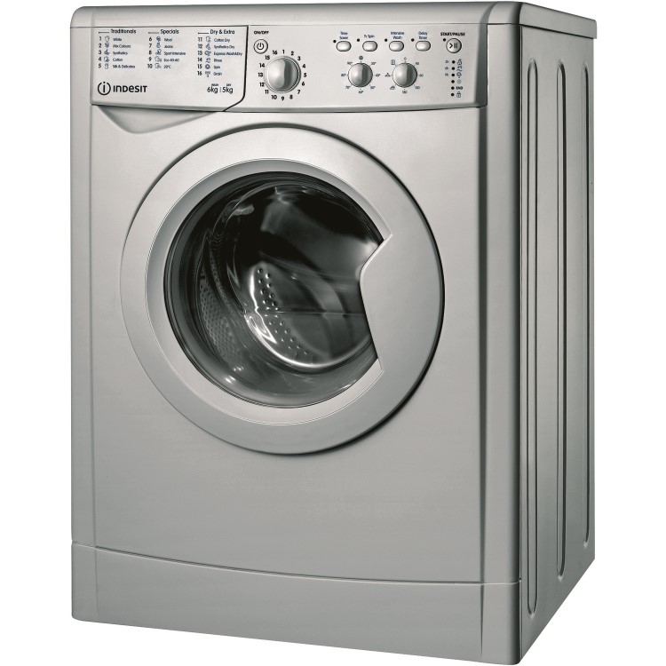 Refurbished Indesit IWDC65125SUKN Freestanding 6/5KG 1200 Spin Washer Dryer Silver