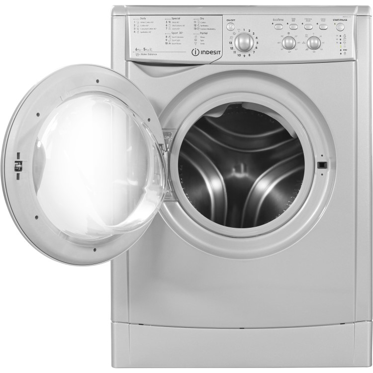Refurbished Indesit IWDC65125SUKN Freestanding 6/5KG 1200 Spin Washer Dryer Silver