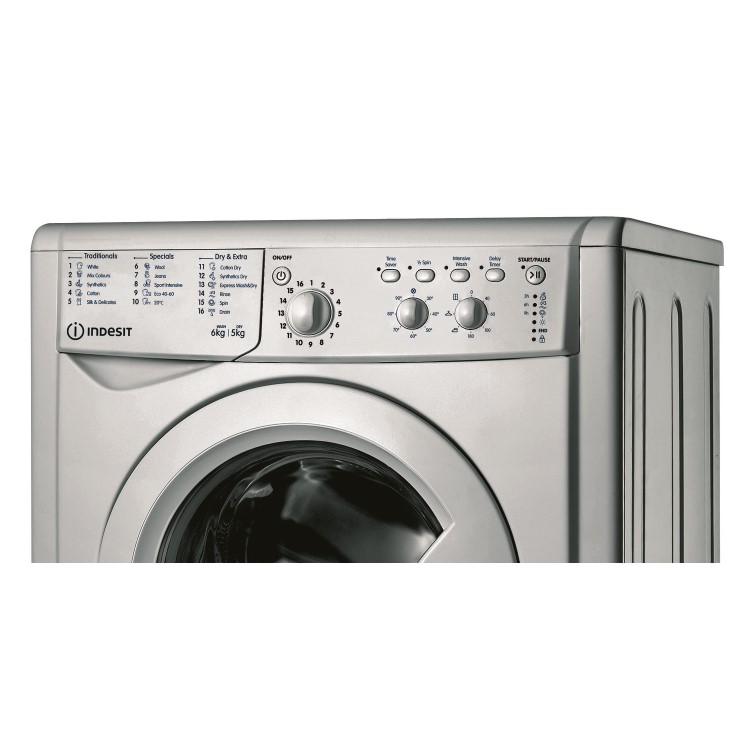 Refurbished Indesit IWDC65125SUKN Freestanding 6/5KG 1200 Spin Washer Dryer Silver