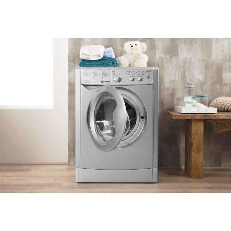 Refurbished Indesit IWDC65125SUKN Freestanding 6/5KG 1200 Spin Washer Dryer Silver