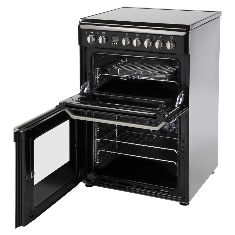 Indesit ID60C2K 60cm Double Oven Electric Cooker With Ceramic Hob - Black