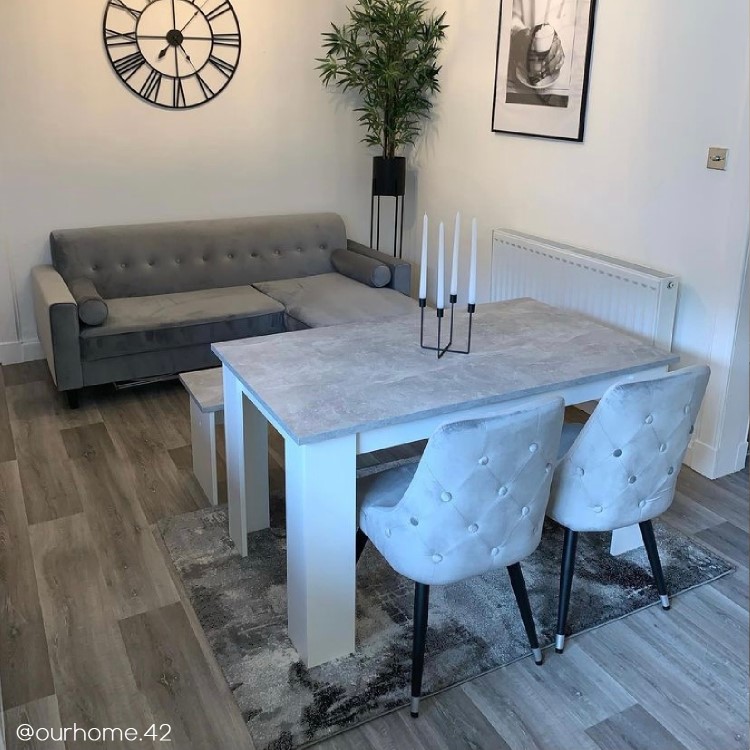 Set of 2 Light Grey Velvet Dining Chairs - Maddy