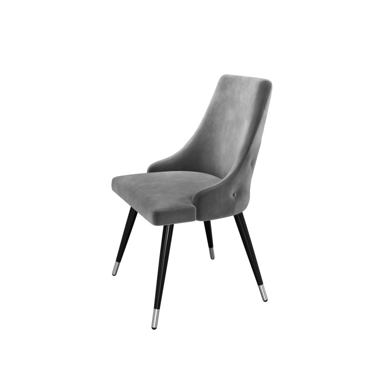 Set of 2 Light Grey Velvet Dining Chairs - Maddy