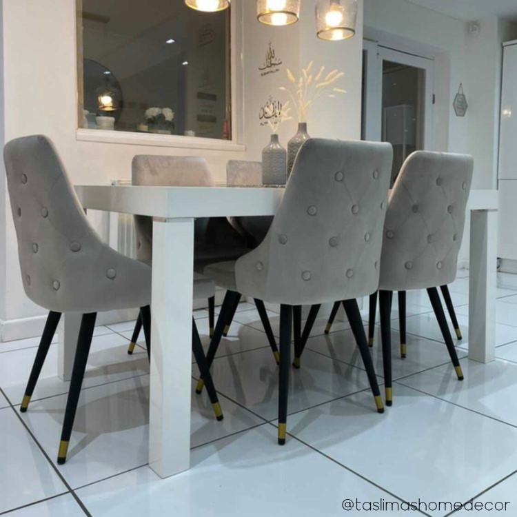 Set of 2 Light Grey Velvet Dining Chairs - Maddy