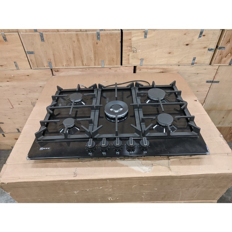 Refurbished Neff N70 T27DS59S0 75cm 5 Burner Gas Hob Black With Cast Iron Pan Stands