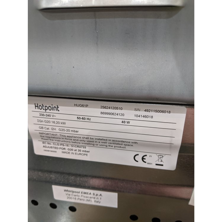 Refurbished Hotpoint Ultima HUG61P 60cm Double Oven Gas Cooker White