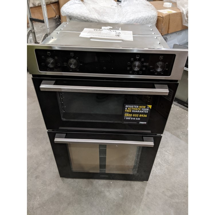 Refurbished Zanussi Series 20 ZKCNA4X1 Double Built In Electric Oven with Catalytic Cleaning Stainless Steel