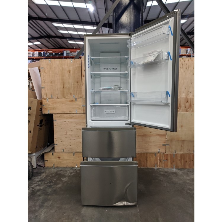 Refurbished Haier HTR3619FNMP Freestanding 345 Litre 70/30 Fridge Freezer Stainless Steel