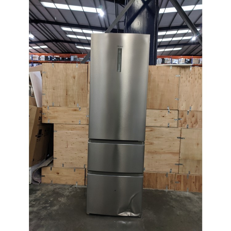 Refurbished Haier HTR3619FNMP Freestanding 345 Litre 70/30 Fridge Freezer Stainless Steel