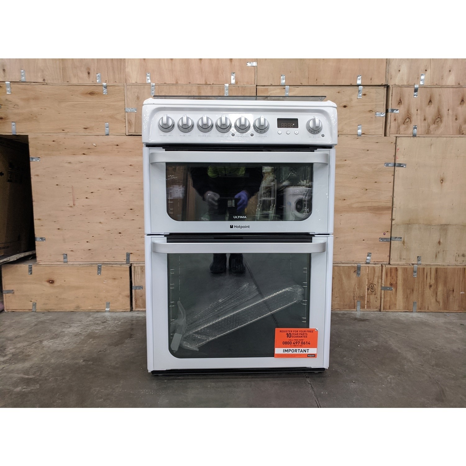 Refurbished Hotpoint Ultima HUD61P 60cm Double Oven Dual Fuel Cooker