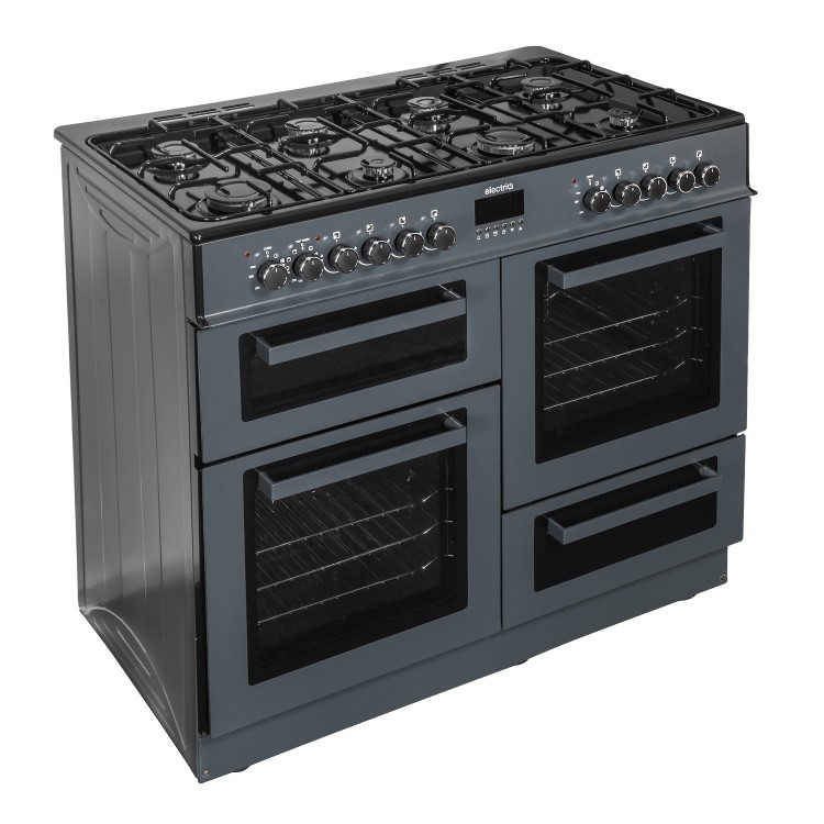 electriQ 100cm Dual Fuel Range Cooker - Slate Grey
