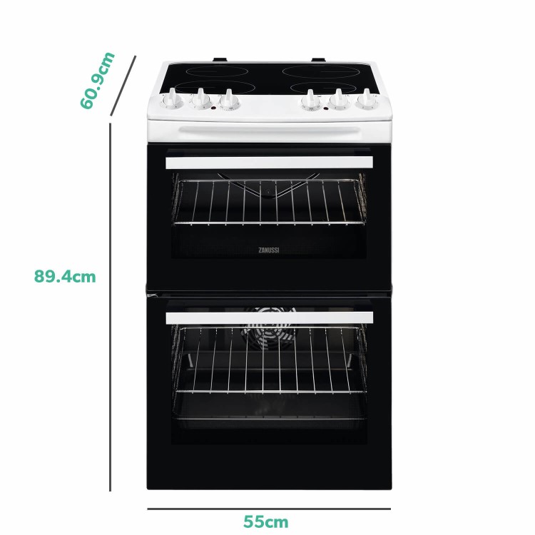 Refurbished Zanussi ZCV46050WA 55cm Electric Cooker With Ceramic Hob