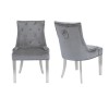 Set of 2 Grey Knocker Chairs in Velvet with Chrome Legs &amp; Studs - Jade Boutique 