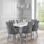 Set of 2 Grey Knocker Chairs in Velvet with Chrome Legs & Studs - Jade Boutique 