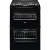 Zanussi 60cm Double Oven Dual Fuel Cooker with Lid - Black Zanussi 60cm Double Oven Dual Fuel Cooker with Lid - Black