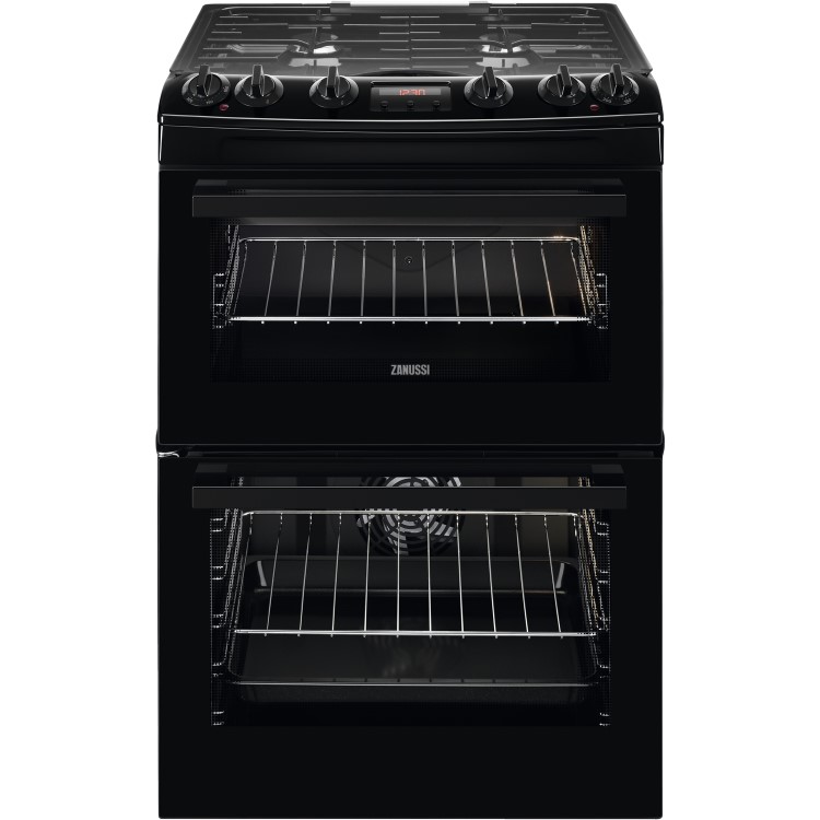 Zanussi 60cm Double Oven Dual Fuel Cooker with Lid - Black