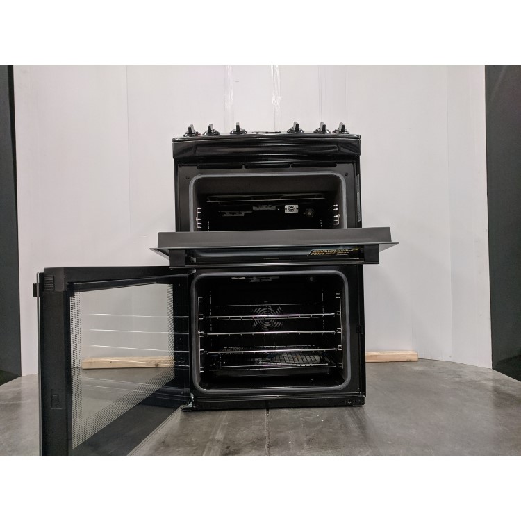 Refurbished Zanussi ZCK66350BA 60cm Double Oven Dual Fuel Cooker with Lid Black
