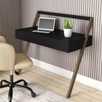 Black Wall Mounted Leaning Desk with Storage Drawer - Nico