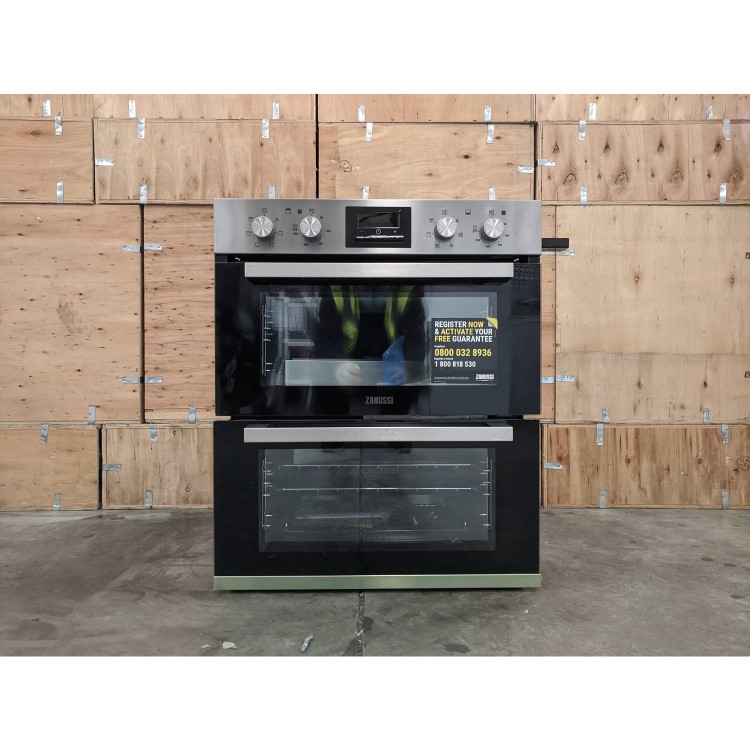 Refurbished Zanussi ZOF35601XK 60cm Double Built Under Electric Oven with Catalytic Liners Stainless Steel