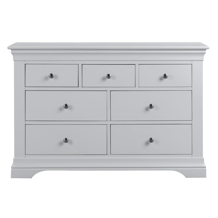 Pale Grey 4 + 3 Drawer Wide Chest of Drawers - Olivia