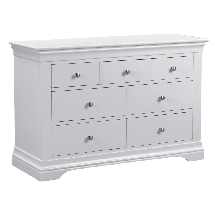 Pale Grey 4 + 3 Drawer Wide Chest of Drawers - Olivia