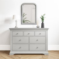 Pale Grey 4 + 3 Drawer Wide Chest of Drawers - Olivia