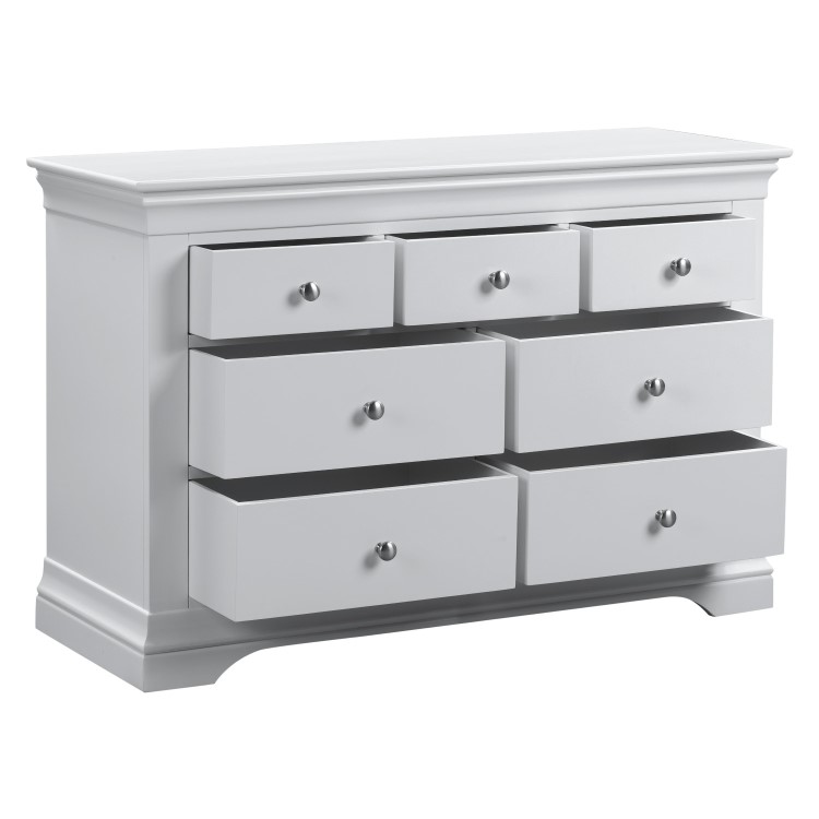 Pale Grey 4 + 3 Drawer Wide Chest of Drawers - Olivia