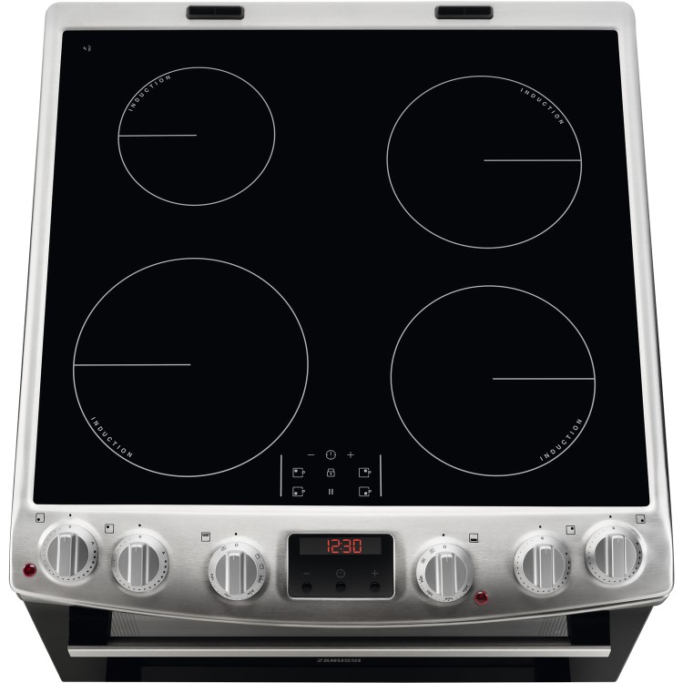 Refurbished Zanussi ZCI66250XA 60cm Double Oven Electric Cooker with Induction Hob Stainless Steel