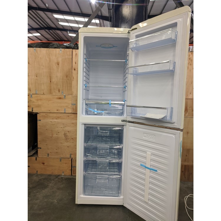 Refurbished electriQ EQ5050RETROCREAM Retro Freestanding 246 Litre 50/50 Fridge Freezer Cream