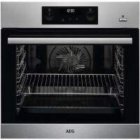 Refurbished AEG BPS355020M 60cm Single Built In Electric Oven with Pyrolytic Cleaning Stainless Steel