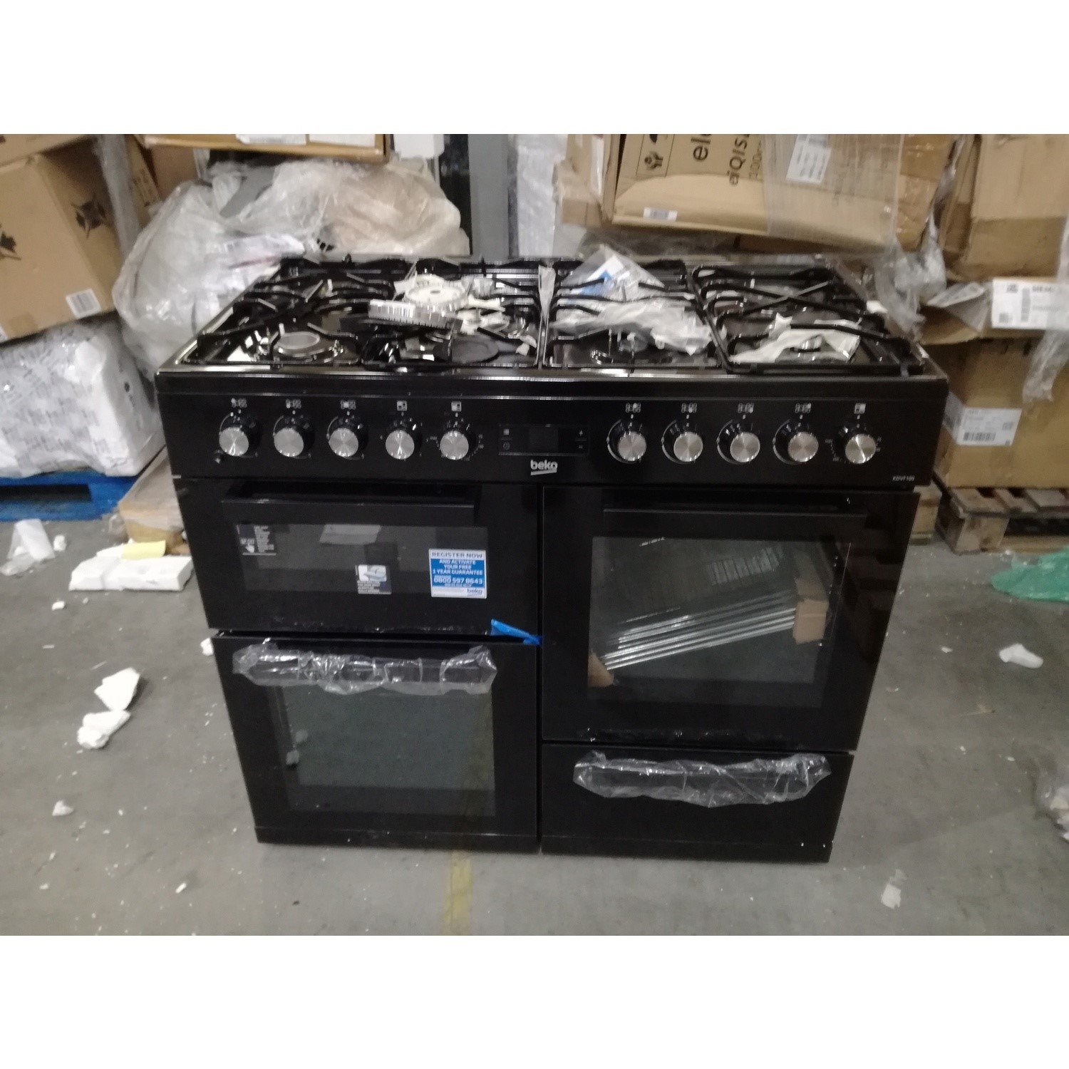 Refurbished Beko KDVF100K 100cm Dual Fuel Range Cooker Black