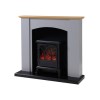 Grey and Wood Two Tone Freestanding Electric Fireplace Suite with Black Stove - Amberglo