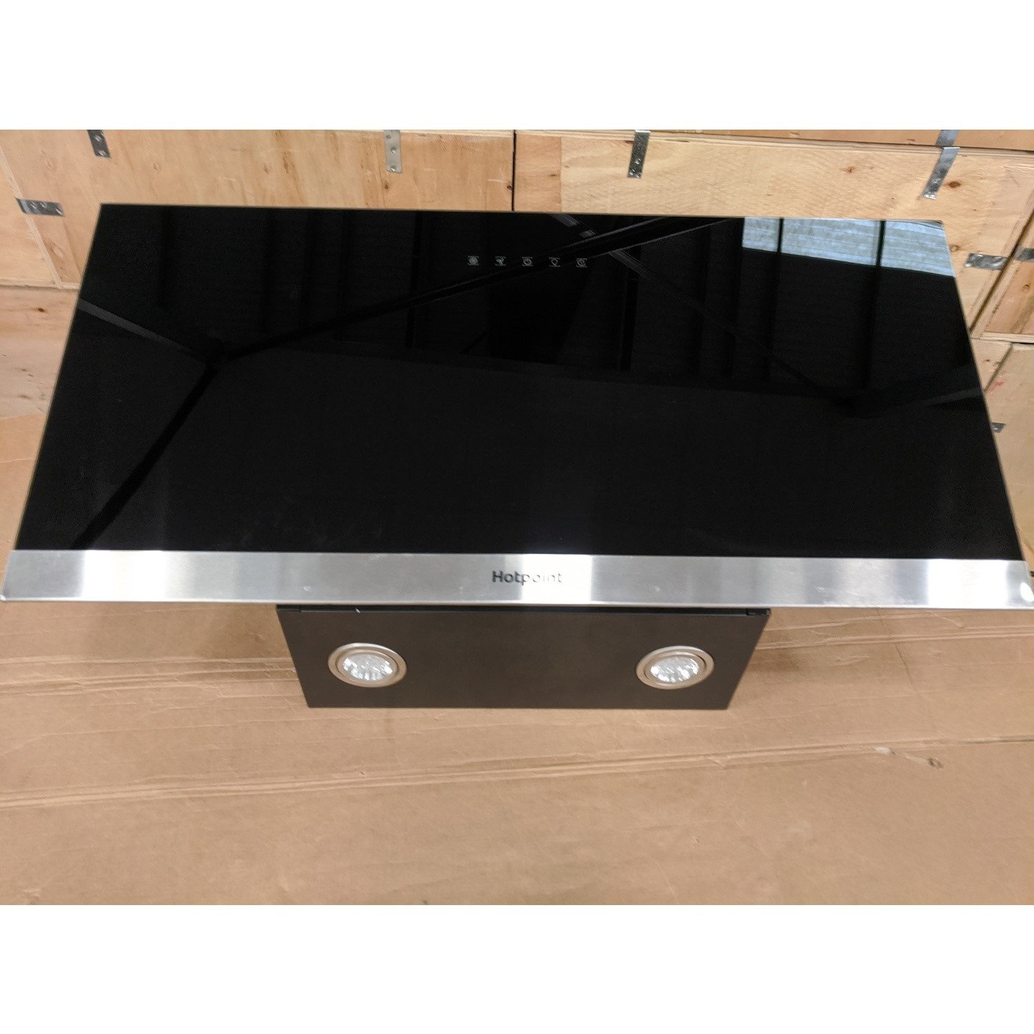 Refurbished Hotpoint PHVP87FLTK 80cm Angled Chimney Cooker Hood Black