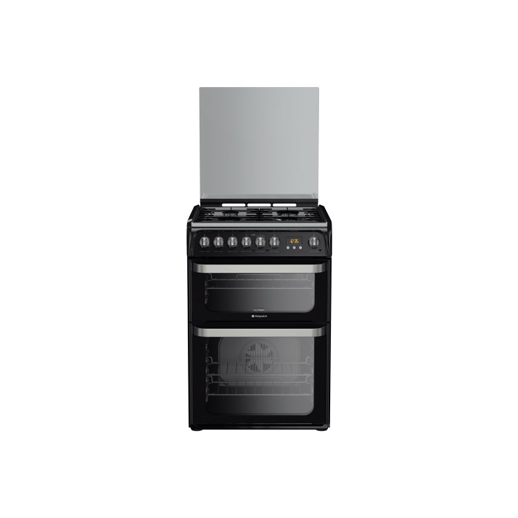Refurbished Hotpoint HUD61KS 60cm Double Oven Dual Fuel Cooker Black