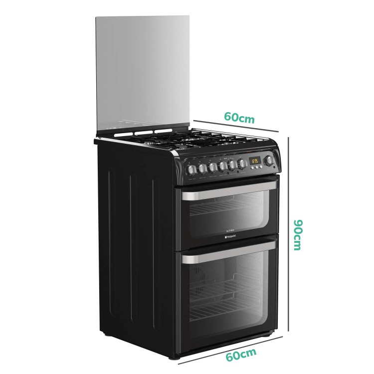 Refurbished Hotpoint HUD61KS 60cm Double Oven Dual Fuel Cooker Black