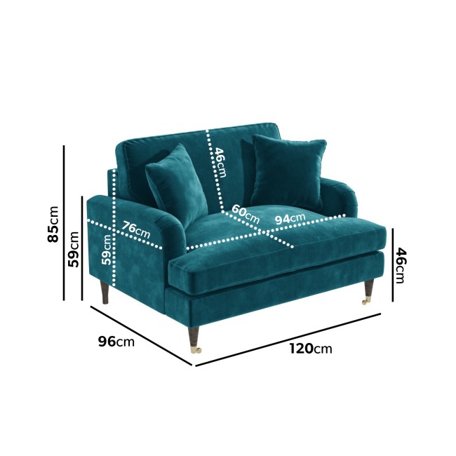 Teal Blue Velvet Loveseat Payton BuyItDirect.ie