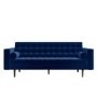 Mid Century Quilted Navy Blue Velvet 3 Seater Sofa - Elba